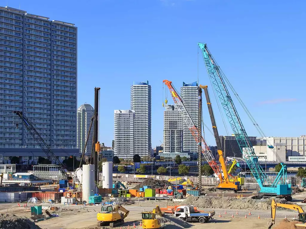 Construction site with crane
